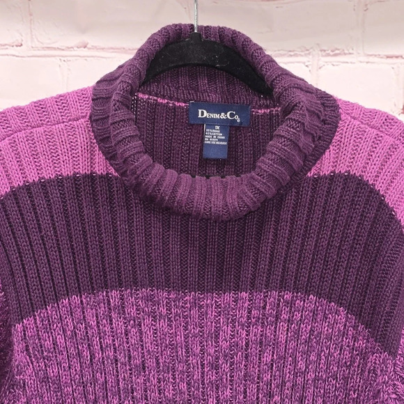 Denim & Co. Purple Block Sweater Womens Size 1x - Picture 2 of 12